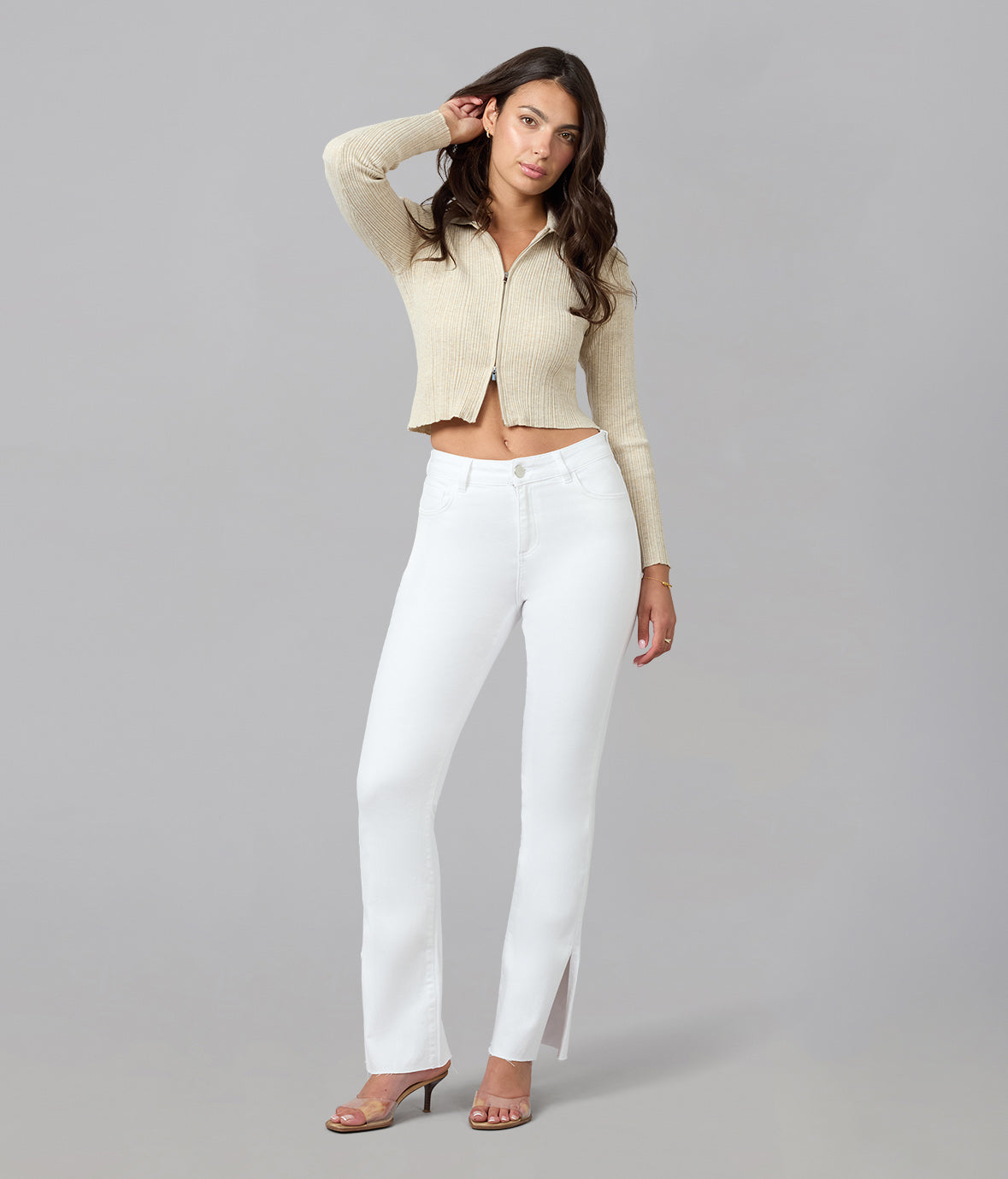 BILLIE-WHT High Rise Bootcut Jeans