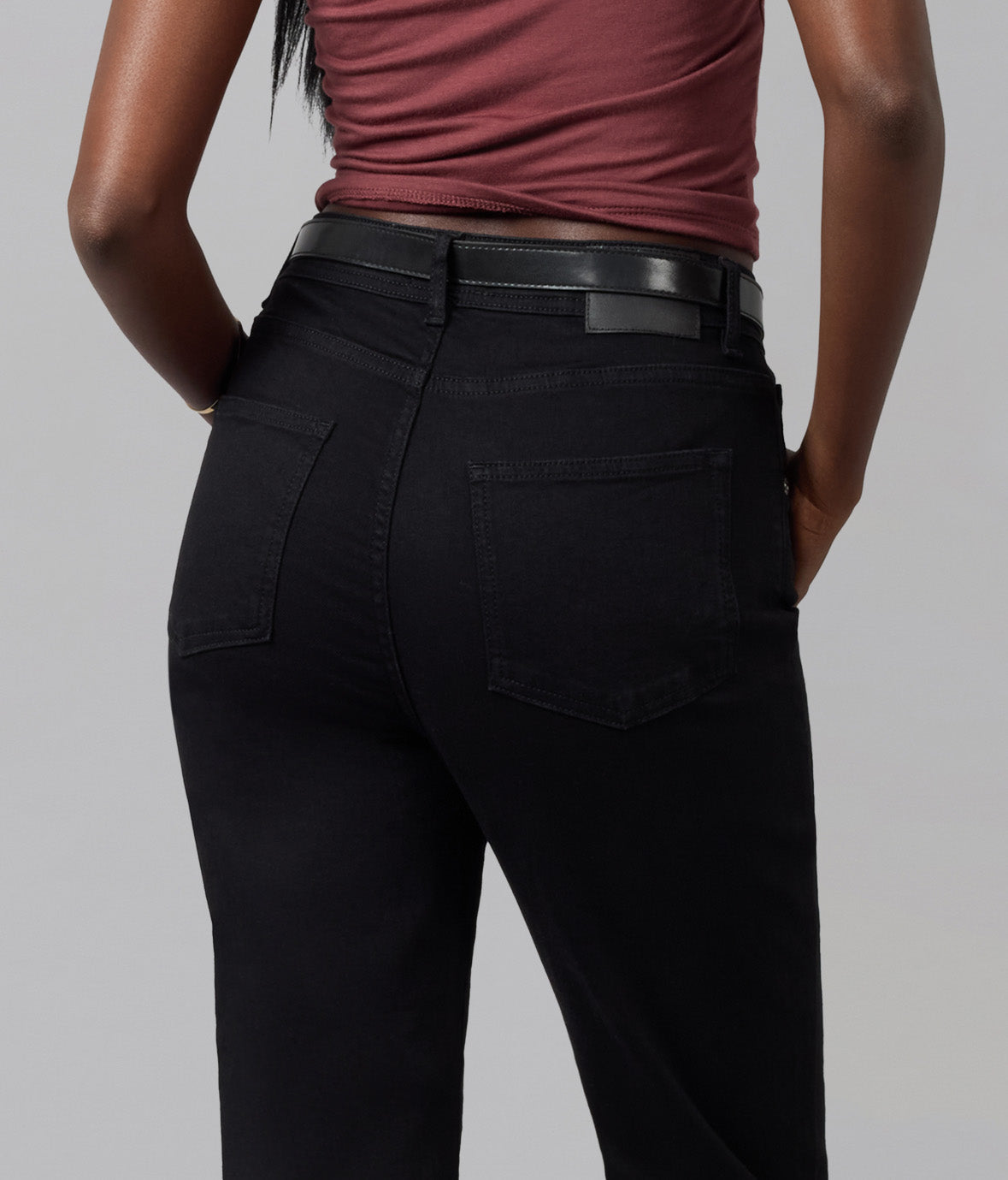 DENVER-BLK High Rise Straight Jeans
