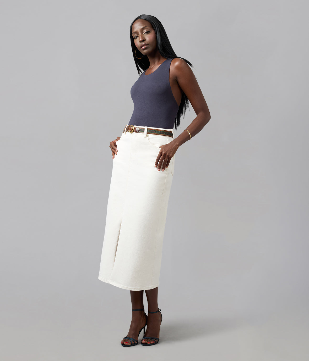 HALSTON-RAW High Rise Maxi Skirt